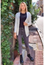 Yumoş Cepli Hırka - Ekru - Std - Kadın