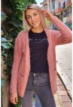 Yumoş Cepli Hırka - Gül - Std - Kadın
