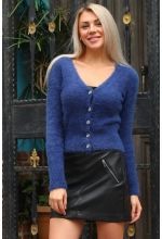 Yumoş Düğmeli Hırka - Lacivert - Std - Kadın