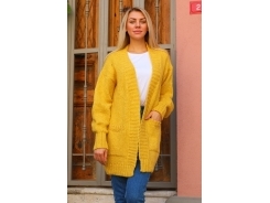Cepli Salaş Hırka - Hardal - Std - Kadın