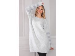 Kolları Yumoş Bisiklet Yaka Tunik - Gri - Std - Kadın