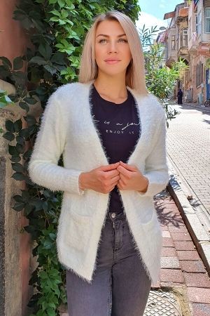 Yumoş Cepli Hırka - Ekru - Std -...