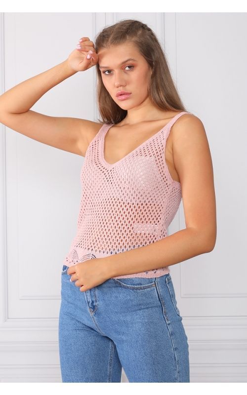 Ajurlu Atlet - Gül - Std - Kadın