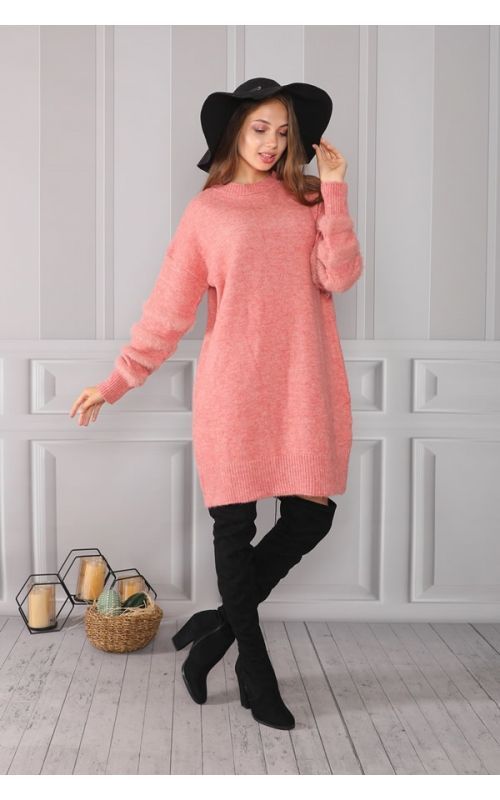 Kolları Yumoş Bisiklet Yaka Tunik - Gül - Std - Kadın