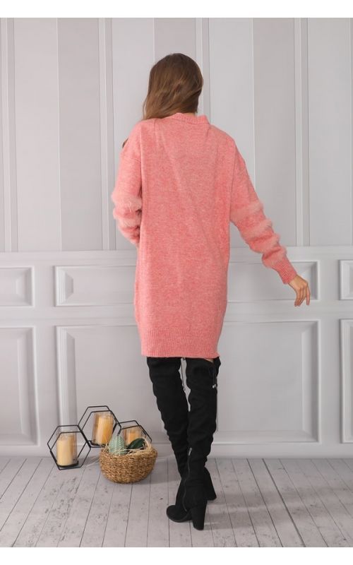 Kolları Yumoş Bisiklet Yaka Tunik - Gül - Std - Kadın