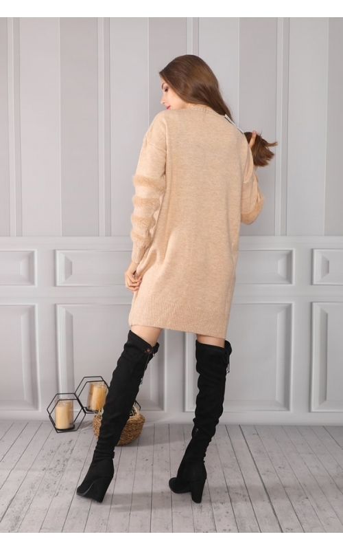 Kolları Yumoş Bisiklet Yaka Tunik - Kamel - Std - Kadın