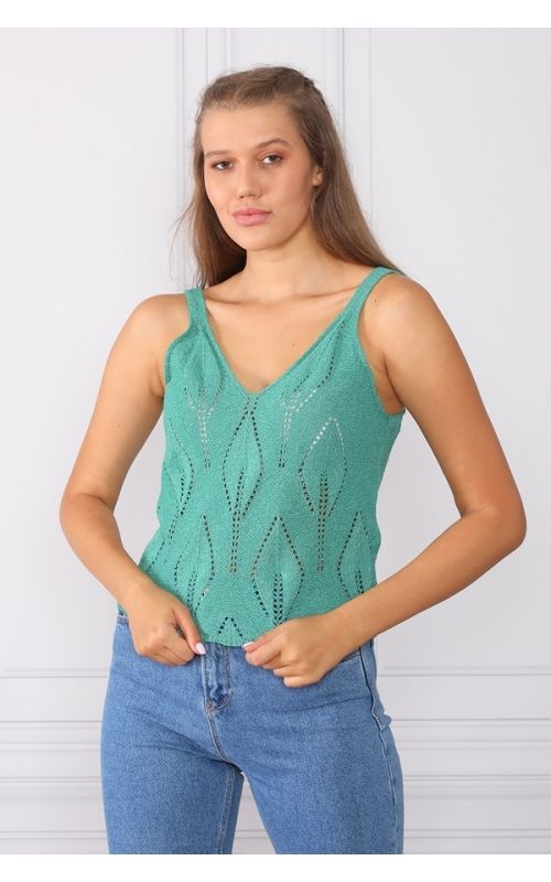 Ajurlu Atlet - Yeşil - Std - Kadın