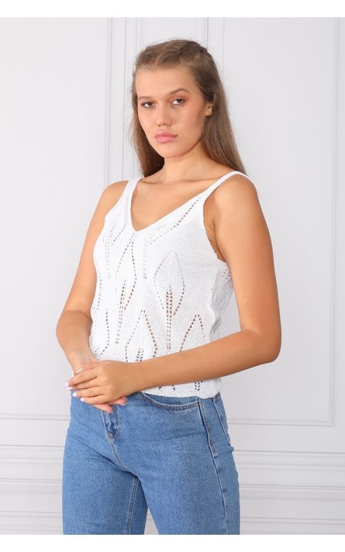 Ajurlu Atlet - Ekru - Std - Kadın