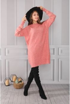 Kolları Yumoş Bisiklet Yaka Tunik - Gül - Std - Kadın